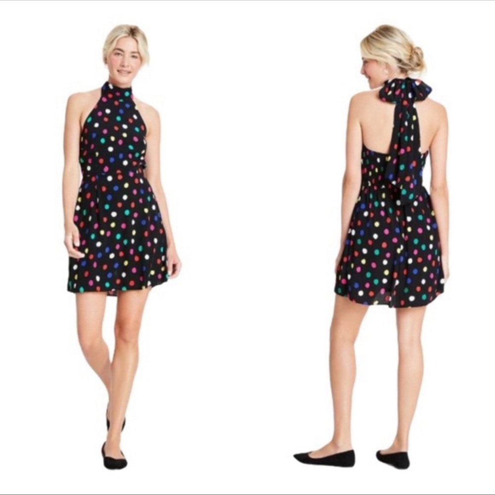 RIXO x Target black polka dot halter dress XL NWT